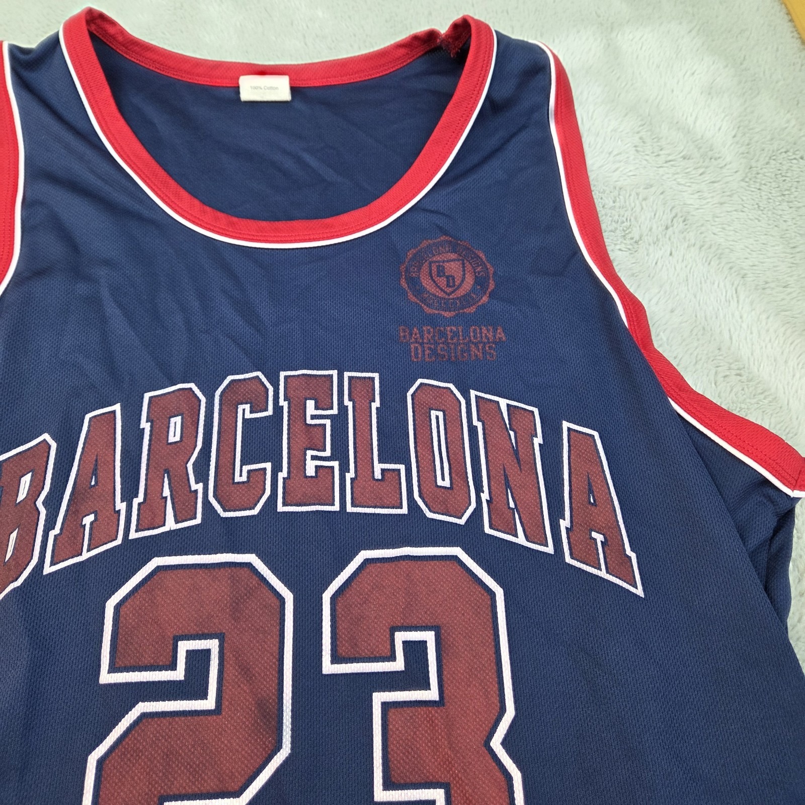 Barcelona Designs Basketball Jersey Mens Xxl Varsity Collection Mesh Navy Blue